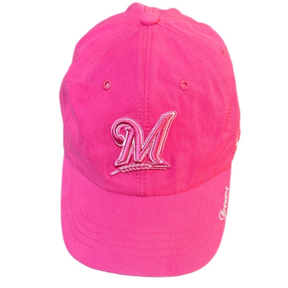 Milwaukee Brewers 47 brand baseball hat cap MLB pink Buckle back adjusta…